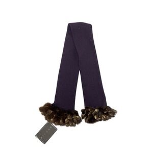 Cashmere/Wool Knit Scarf with Mink Fur Fringe Trim